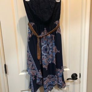 Strapless handkerchief skirt dress